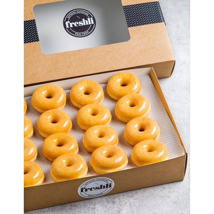 Box de 16 unidades de mini donuts glaseados de azúcar