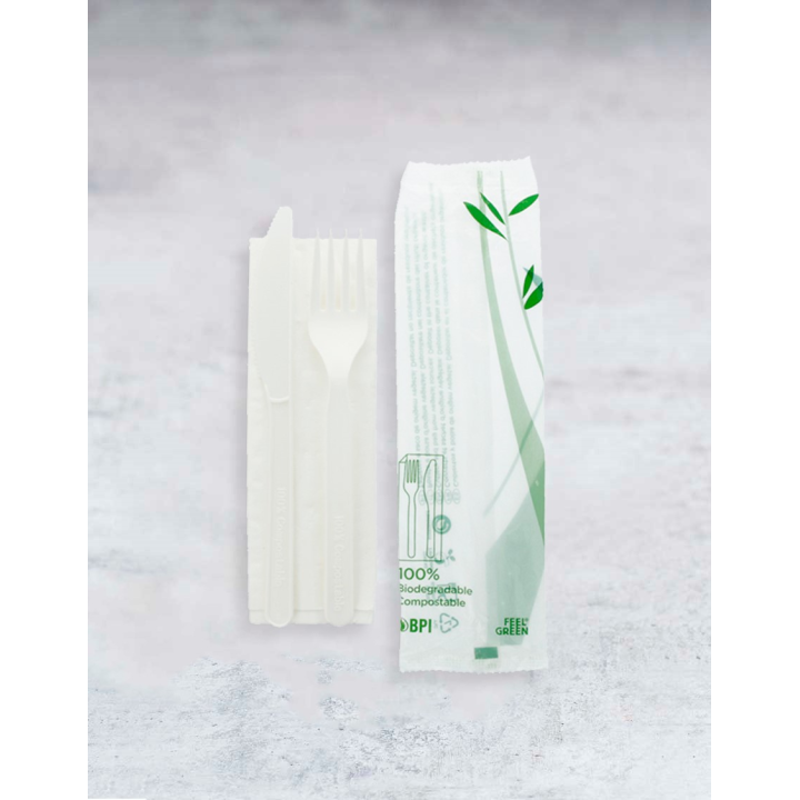 Pack de tenedor, cuchillo 1 unidad BIO